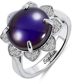 Stimmungsring aus Sterlingsilber, Farbwechselring, silberfarbene Stimmungsringe, Geschenk für sie, personalisierte Gravur innen, individuelle Gravur, Farbwechselring, Geschenke für Frauen, Sterling