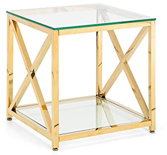 Julian Bowen Miami Lamp Table - Glass & Gold Tables
