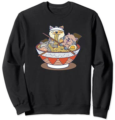 Taza de ramen gatos comiendo fideos divertido regalo de novedad Sudadera