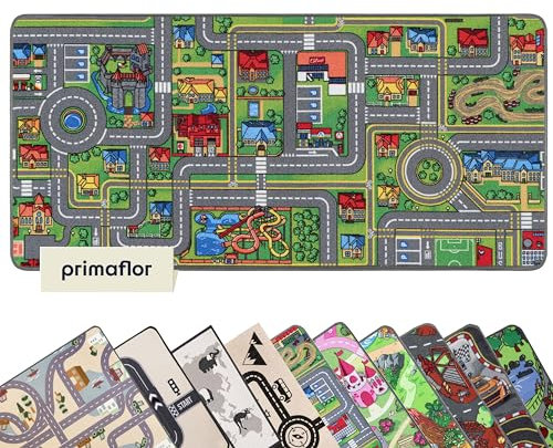 Primaflor Spielteppich mit Streets-Design - Spielteppich für Kinder 160 x 200 cm - pflegeleichter Kinderteppich mit Straßen