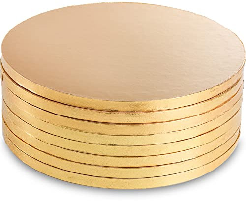 DEAYOU 8 Stück Kuchenplatten-Trommel, 30,5cm, goldfarbene runde Kuchenplatten, 13mm dick, nahtlos, fettdichte Folie, Kuchen, Pappkreise für schwere oder mehrschichtige Kuchen, Gebäck, Display, glatte