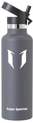 Super Sparrow Water Bottle Stainless Steel - Metal Water Bottle - 750ml - Insulated Water Bottles - Water Bottle with Straw Lid - BPA Free Kids Water Bottle - Flask for Gym, Travel, Sports