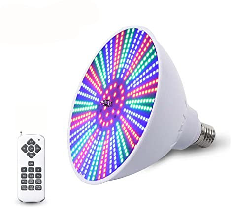 Aoisavch 2022 PAR38 avec télécommande 18 Touches, Ampoule LED Couleur pour Piscine 12V 40W RGB Changement de Couleur, Ampoule de Remplacement E27 (Color : RGB+18 Remote, Size : 40w)