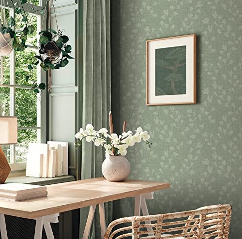 A.S. Création Nara Vliestapete mit floralem Muster 0,53 x 10,05 m – Grün, Hellgrün – Blumentapete mit Blättermotiv Made in Germany – 387473