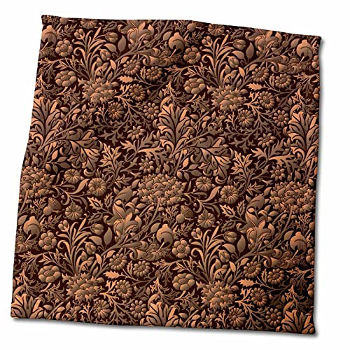 3dRose - Russ Billington Muster – Kupferfarbener Toneffekt Vintage Floral Chintz – Handtücher (twl-220211-3), weiß, 38,1 x 55,9 cm