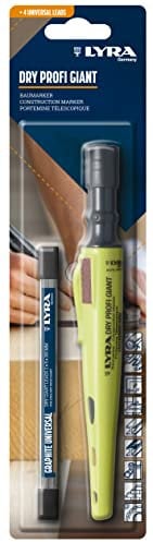 LYRA L4478001, DRY PROFI GIANT Baumarker, inkl. Spitzerpapier und Clip + 4 stk universal Graphite-Minen für alle Oberflächen im Blister