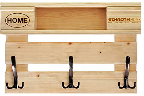 Schroth Home PALrobe Tiny 58 x 39 x 14,5 cm rechteckig – Wandgarderobe mit Ablage – Garderobe aus Holz – mit Haken