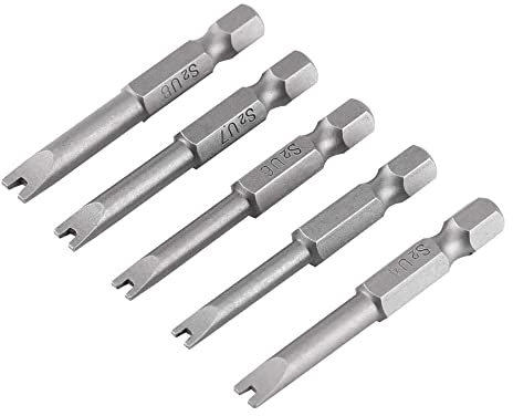 5 cacciaviti a forma di U, Fixinus 1/4 pollici, attacco esagonale S2, in lega di acciaio a forma di U, set di cacciaviti magnatici, lunghezza 50 mm