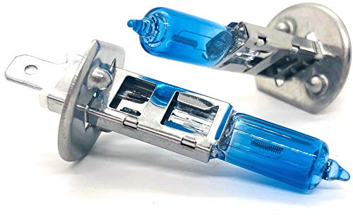 MAXXONI - 2x Stück H1 55Watt P14,5s 12V Halogen Auto Lampen Xenon Look Blue Optik Glühbirne