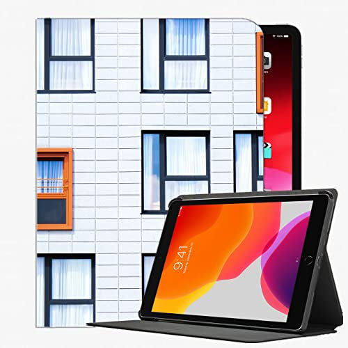 YENDOSTEEN Hülle für iPad 10.2 (9. Generation/8. Generation/7. Generation) mit stifthalter Auto Schlaf/Wach,Fassadenfenster Gebäude 125206 Automatischem Schlaf/Aufwach