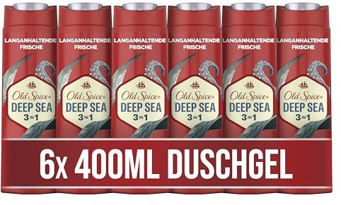 Old Spice Deep Sea Duschgel und Shampoo Für Männer 400 ml, 3-in-1 Körper-Haar-Gesichtsreinigung, Lang Anhaltend Frisch 6er Pack