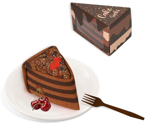 Lustige Schokoladenkuchen Socken Box - Lustig Bunte Coole Geschenke für Frauen Damen Teenager Mädchen Mama Freundin - Witzige Muttertagsgeschenk Ostern Valentinstag Weihnachten Strümpfe Geschenkideen