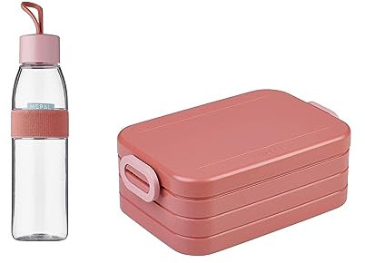 Mepal – Take a Break midi + Trinkflasche Ellipse 500 ml – Vivid Mauve – Lunchbox mit Trennwand – ideal für Mealprep-kohlensäuregeeignet –auslaufsicher – bruchfestes Material, Promotion-Set