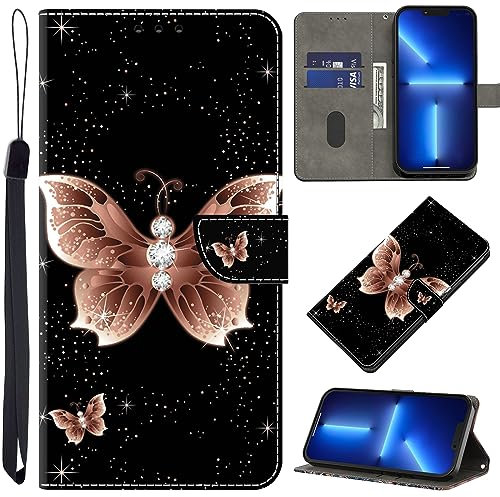 BOLELAW Hülle für Huawei P20 Pro Handyhülle mit [Magnetverschluss] [Flip-Funktion] [Kartenfächern] Flip Case Leder Schutzhülle Stylische Klapphülle, Rose Schmetterling