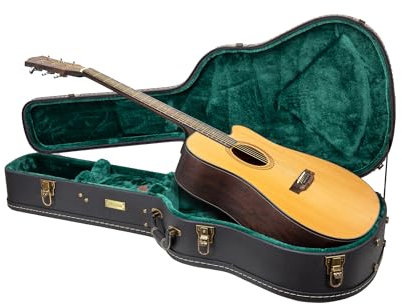 Crossrock Dreadnought Acoustic Guitar Case-Fits Martin D28, Compatible to Taylor Grand Auditorium-Vintage Hardware, Sponge Lining, Metal Feet, Storage Space-Black (CRW520D28BK)