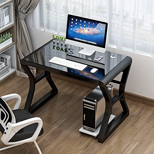 EsEntL Modern, schlicht, mit Metallrahmen und Glasplatte für Schlafzimmer, Computertisch, Schreibtisch, Arbeitszimmer, Schreibtisch-A L31xb20xh30inch
