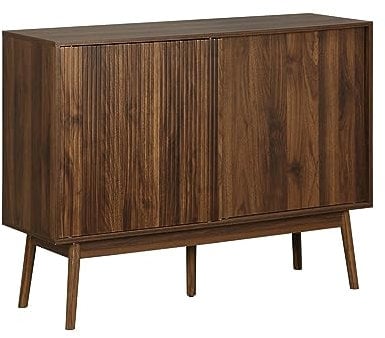 sweeek - Aparador Color Nogal 2 Puertas correderas L 115 x An 39,5 x Al 90cm - Linear