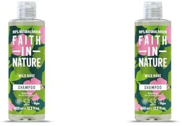 Faith In Nature Natural Wild Rose Shampoo, Restoring, Vegan & Cruelty Free, No SLS or Parabens, For Normal to Dry Hair, 400ml (Pack of 2)