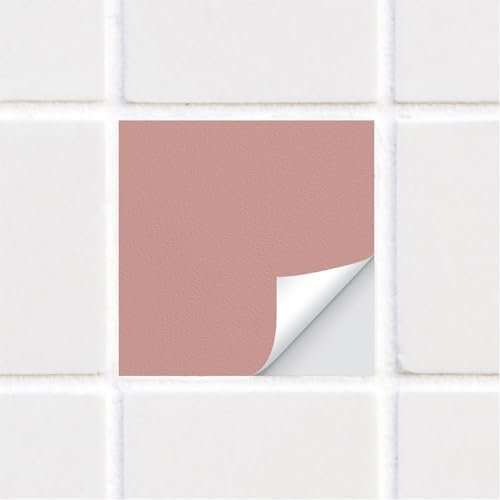 funlife 25 PCS 15X15cm Self-Adhesive Tile Stickers, Textured Vinyl Stick on Tiles, Backsplash Wall Art Decal for Kitchen DIY Decoration, Blush Pink