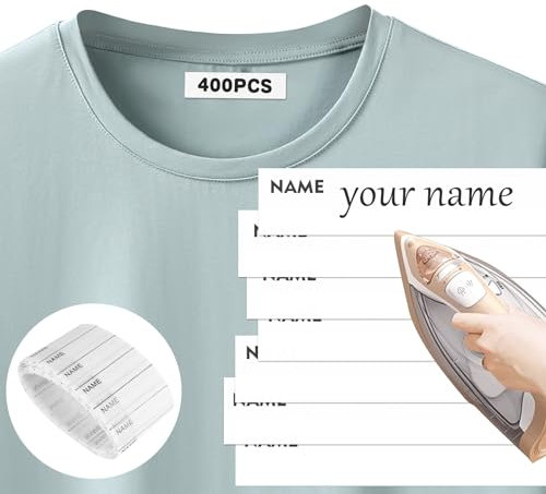 400Pcs Iron On Name Labels for Clothes, Washable Name Labels for Clothes Kids, Personalised Name Stickers for Day Care, School Children, Care Homes