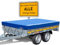 Hochwertige Eduard Anhängerplane - 406 x 200 cm Innenmaß - Anhänger Plane Blau Hochglanzlackiert - Flachplane PKW-Anhänger - wasserdichte PVC Abdeckplane mit Anhänger Zubehör