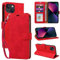 GOTOURED for iPhone 13 Wallet Case, [RFID Blocking 4 Card Slots] [Wrist Strap] [Kickstand] [Magnetic Closure] Shockproof Protective Soft Leather for iPhone 13 Cover Flip Cases (Red)