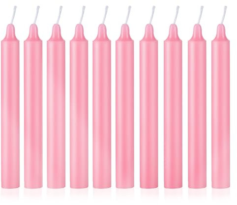 Scentoria Stabkerzen, Lange Kerzen, 10 Stück Ø 1,8 cm · 20 cm, Lange Brenndauer 2 Stunden, Rosa, Spitzkerzen, Tropffrei, Geruchlos, für Tischdekoration, Bankett, Hochzeit