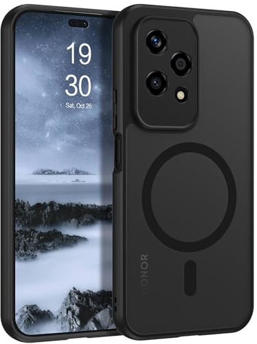 DUEDUE Cover Magnetica per Honor 200 Lite 5G[Compatibile con MagSafe], Custodia Traslucida Opaca per Honor 200 Lite Case con Pulsante metallico Ultra-Sottile TPU Silicone Anti-Scivolo, Nero