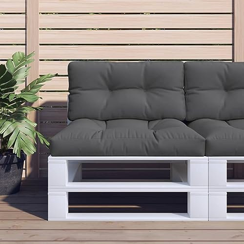 Homgoday Palettenkissen 2-TLG. Palettenpolster Gartenkissen Pallettensitzkissen Palettenauflage Sitzkissen Rückenkissen für Palettensofa Palettenmöbel Gartenmöbel Anthrazit Stoff 80x80x12 cm