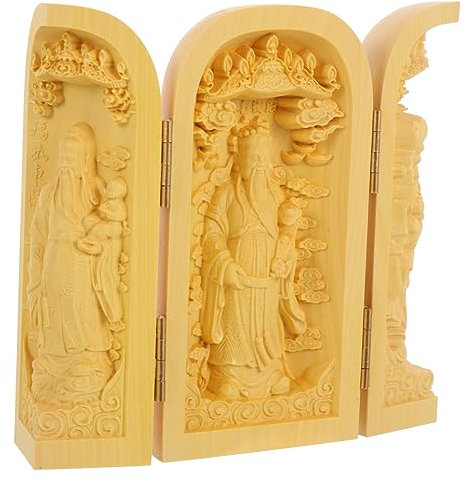 GREENADSCAPE Buchsbaum-Buddha-Statue japanische Ornamente Figur in Buddha-Form Buddha-Altar-Tisch Skulptur Ornamente Buda Buddha Statue Buddha Figuren holzhandwerk Buddha-Figur aus Holz
