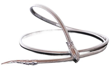 Kawaii-Story MS-442 Metall Schlange Halskette, Gürtel oder Armband ca. 100cm lang, Spiralform silberton, Modeschmuck