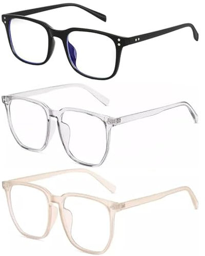 3 Pcs Blue Light Glasses for Men and Women - Anti Eye Fatigue UV Protection Computer Glasses - Fashion Frames for Women and Men