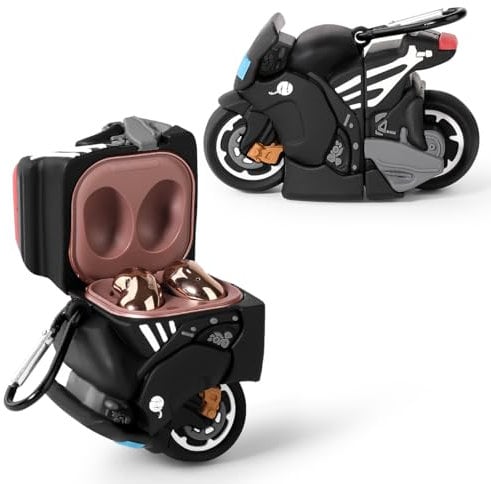 TAOCHEN Case for Galaxy Buds 2 Pro/Pro/Live/2/FE (2023), Silicone Cute Cartoon Charging Case Protective Cover for Samsung Galaxy Wireless Earbuds (Motorcycle)