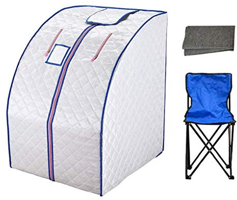Portable Infrared Sauna Tent with Tourmaline for Full Body Fumigation Slimming and Detoxification Personal Spa Cabin (Silver)