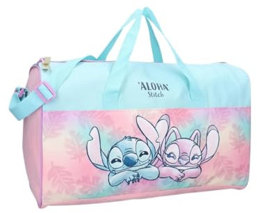 mybagstory - Sporttasche für Mädchen – Stitch – Kinder – Schule – Kindergarten – Grundschule – Tasche für Mädchen – Größe 40 cm – verstellbarer Riemen – Geschenkidee – Rosa/Blau, Stitch – Rosa/Blau,