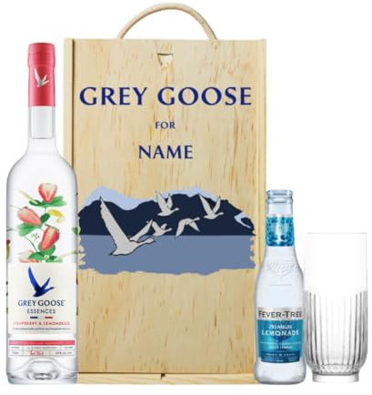 Personalised Grey Goose Strawberry & Lemongrass Vodka Gift Set with Lemonade & Rocks Glass (70cl)