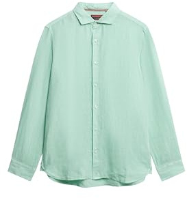 Superdry Herren Vacation Hemd mit Langen Ärmeln aus Leinen