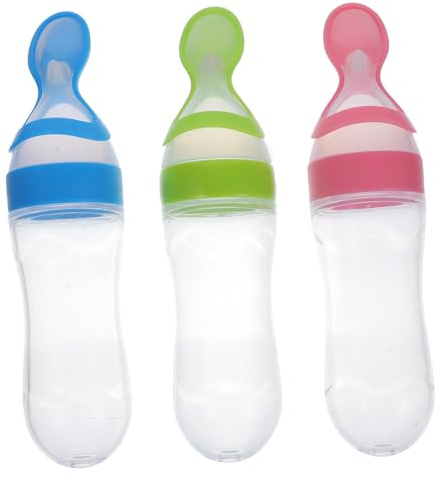 VICASKY 3er Set Fütterungsflaschen Praktische Reispaste Flaschen Für äuglinge Ideales Zubehör Für Babynahrung Und Beikost Sicher Und Farbenfroh Pink
