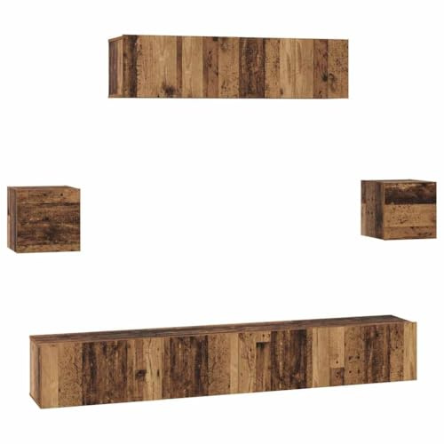 vidaXL TV Cabinet Set 7 pcs Old wood 80 x 30 x 30 cm Engineered wood, Living Room, Rectangular, Modern, Ample Storage, Wall-Mounted Cabinet, Compact Organizer, Elegant TV Media Stand, Furniture Idea