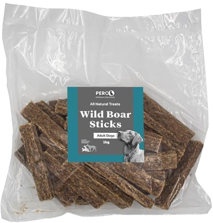 Pero Natural Dog Treats – Wild Boar Sticks – 100% Wild Boar, High Protein, Grain Free, Healthy Chew – 1kg Pack