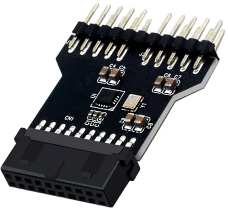 WLGQ Adaptador USB 3.0 de 19/20 pines a placa base dual USB 2.0 de 9 pines, placa PCB negra, convertidor de cabecera interna de computadora