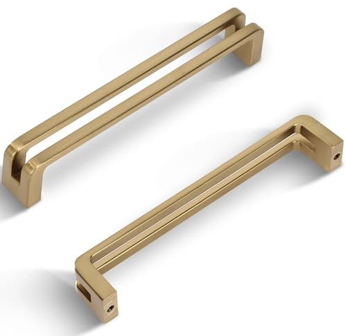 Frekibaz 6 Stück Schrankgriffe Vintage Möbelgriffe Gold 128mm Griffe Für Küchenschränke Türgriffe Küche Schranktürgriffe Schubladengriffe Griffe Möbel(Gold,128mm