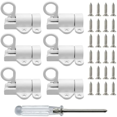 7pcs Loft Hatch Catch and Pole Set, Spring Latch Loft Hatch Lock, Shed Door Catch with Six Spring Latches and One Screwdriver, Secure Loft Hatch Access Solution