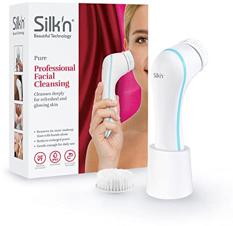 Silk'n Pure Gesichtsreinigungsbürste (wasserdicht, aufladbar) inkl. zwei Bürstenaufsätzen für porentiefe Reinigung