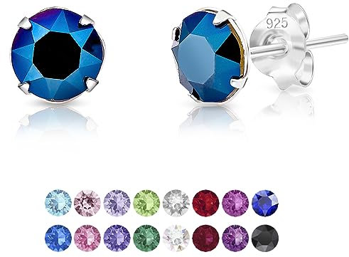 Orecchini Blu Donna - Orecchini Punto Luce Blu - Orecchini Cristallo Blu - Orecchini Piccoli Argento 925 Punto Luce - Orecchini Brillantino Donna - Orecchini Donna Colorati - Orecchini Lobo Donna