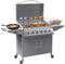 BIllyOh Huntsville Stainless Steel 6 Burner Gas BBQ Grill + 1 Side Stove, Table, Rack, Thermometer and Storage - Outdoor Gas Burner with Cast Iron Barbecue Grill Outdoor Kitchen for Patio and Garden