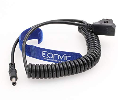 Eonvic 12V V-Mount D-Tap to 2.1 * 5.5mm DC Barrel Power Cable for Atomos Shogun Monitor (DC Coiled Cable)