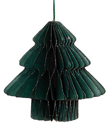 coopz 3er Set Weihnachtsschmuck Tanne 10 Papier Weihnachten Baumschmuck Christbaumkugel, Farbe:dunkelgrün