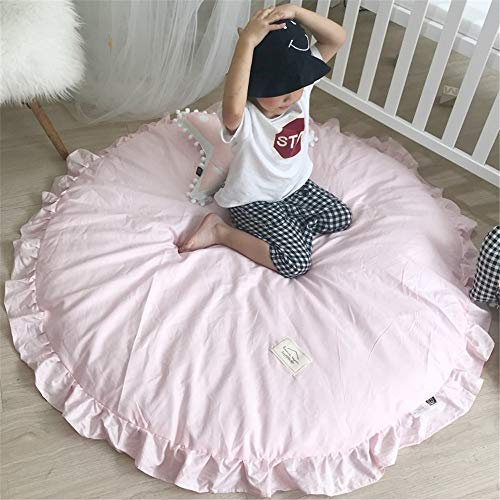 Martin Kench Baumwolle Krabbeldecke Kinder Baby Spielmatte Runde Teppich Kriechmatte Spielzelte Dekoration fürs Kinderzimmer 120 * 120cm (Rosa)