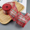 Egurs 12 Meter Kariert Juteband Plaid Bänder Geschenkverpackung Geschenkband Weihnachts Drahtbänder Basteln Dekoration,Draht an der Seite rot-weiße kariert 4cm